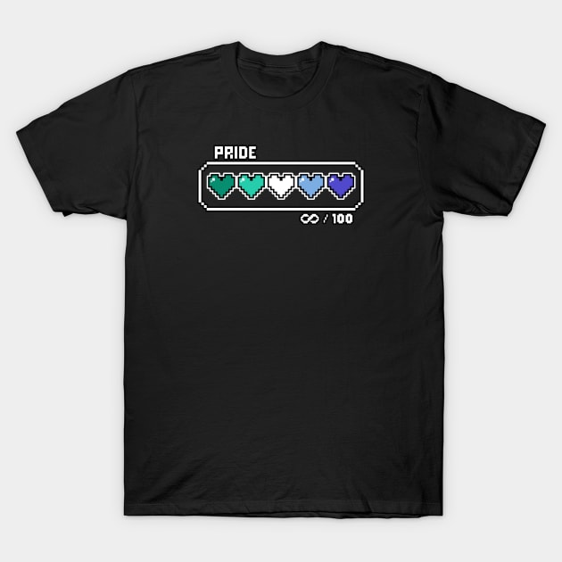 MLM Gay Pride Videogame Life Bar Hearts T-Shirt by EmeryPens